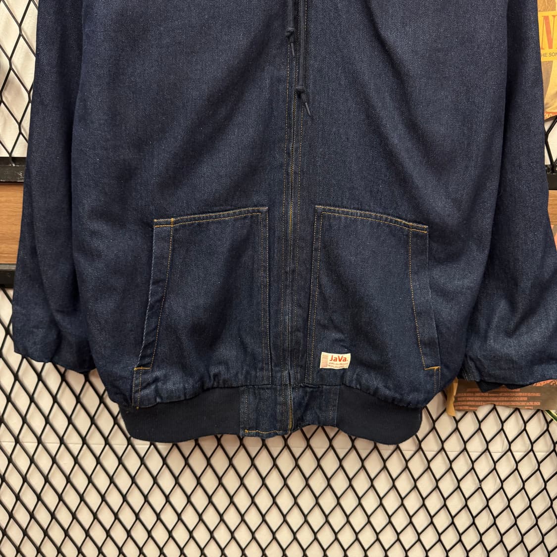 JPN VINTAGE 데님 후드 워크 자켓 전면 로고 포인트 진청 상품이미지4