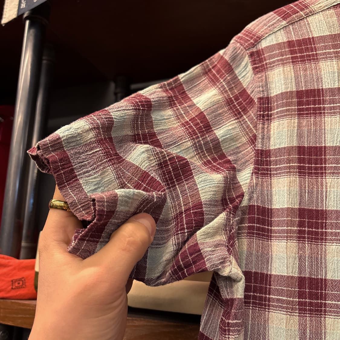 파타고니아 오가닉코튼 캐주얼 윈도우 체크 시어서커 셔츠 N1024 상품이미지5