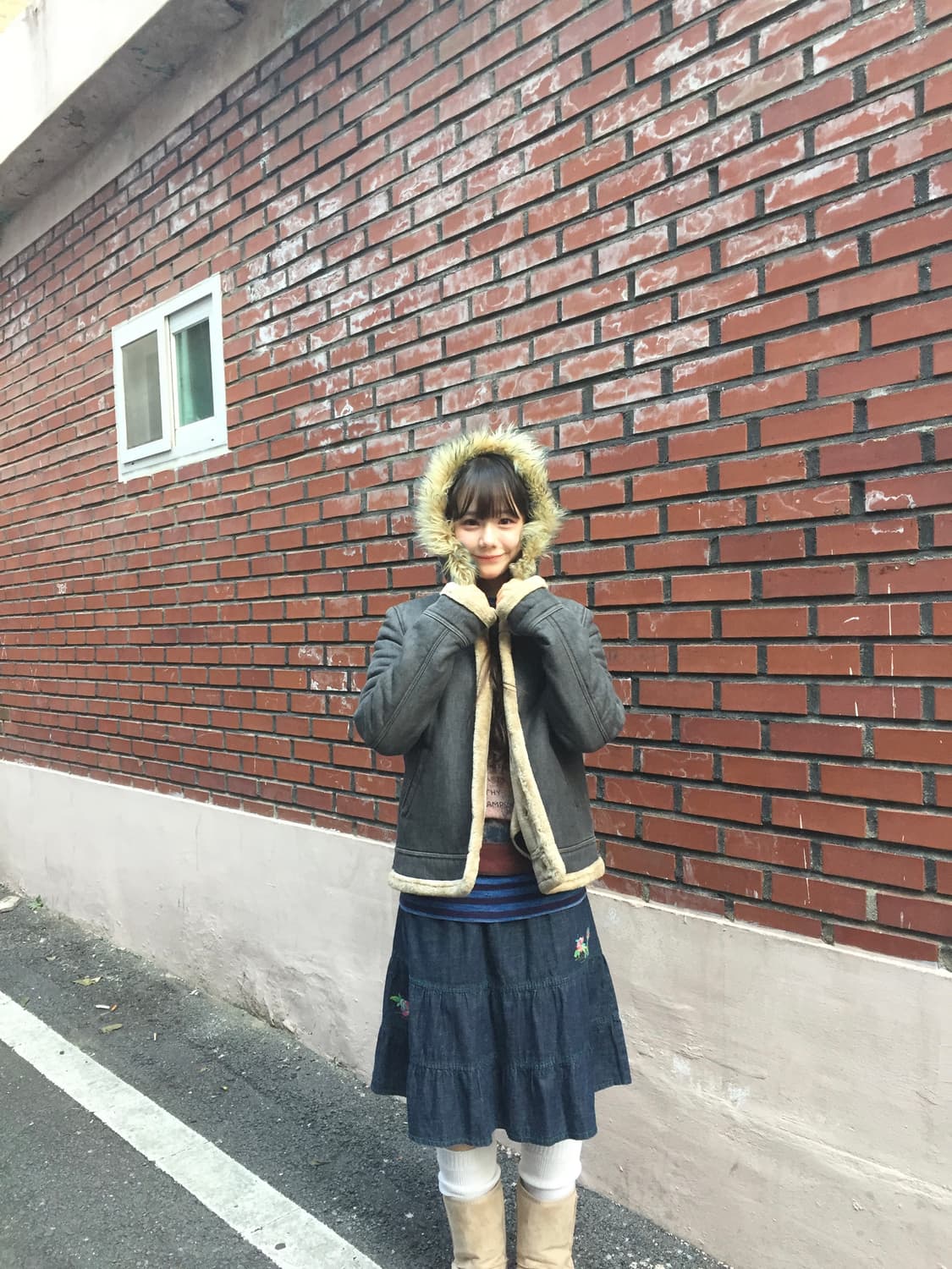 빈티지 코디세트) 빈티지 무스탕 퍼 자켓 겨울자켓 후드 퍼자켓 상품이미지2