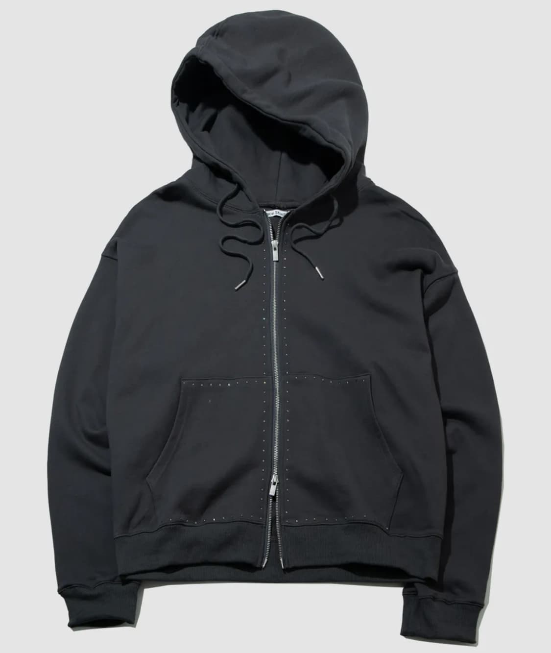 절개 라인 오버핏 큐빅 리벳 포인트 스웨트 후드집업 [차콜] 상품이미지1