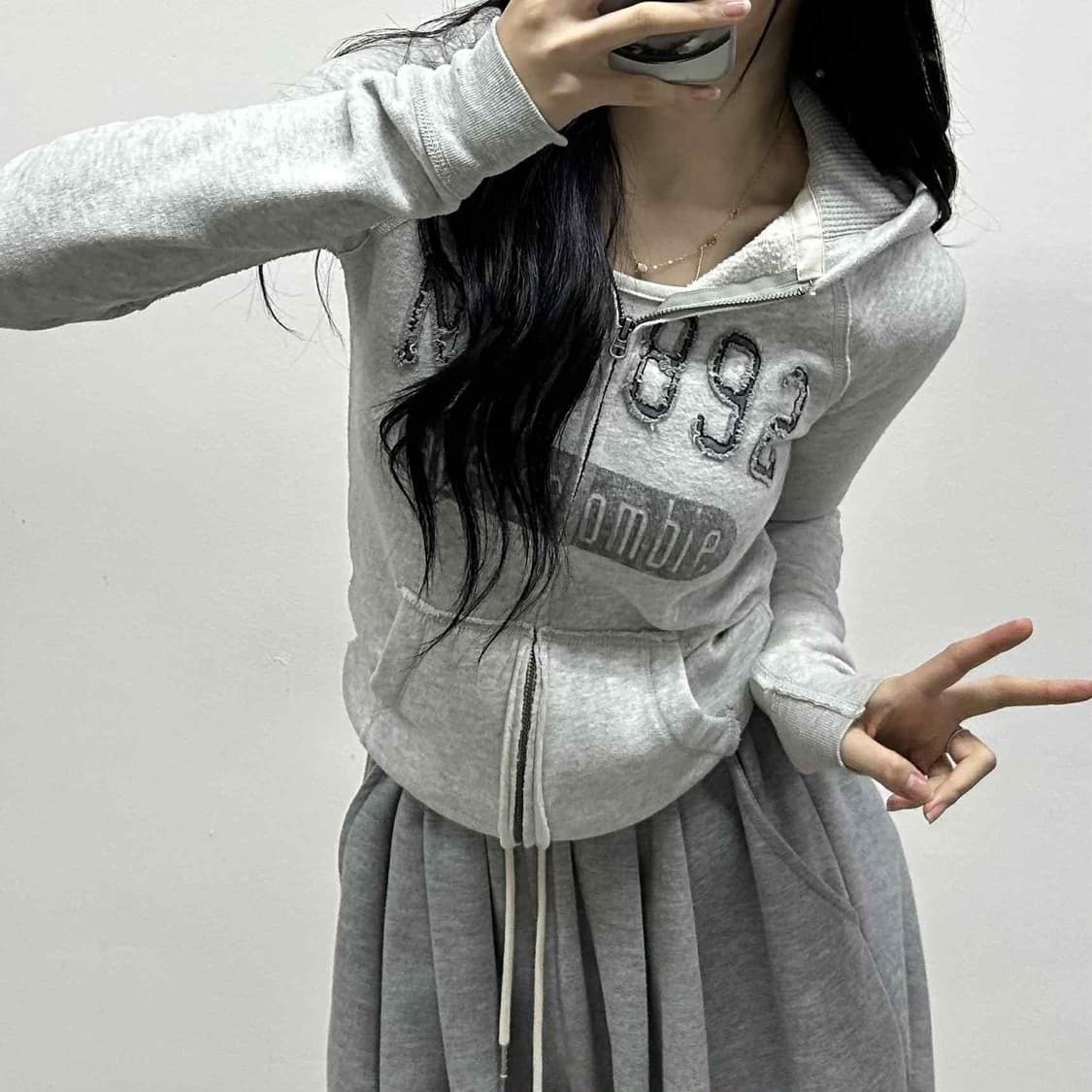 아베크롬비 y2k 여리핏 그레이 걸즈 후드집업 희귀져지(L) 상품이미지1