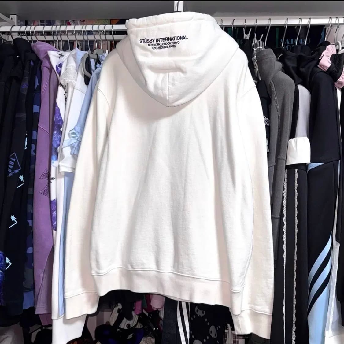 STUSSY 스투시 90s 연핑크 빅로고 후드 티셔츠 상품이미지4