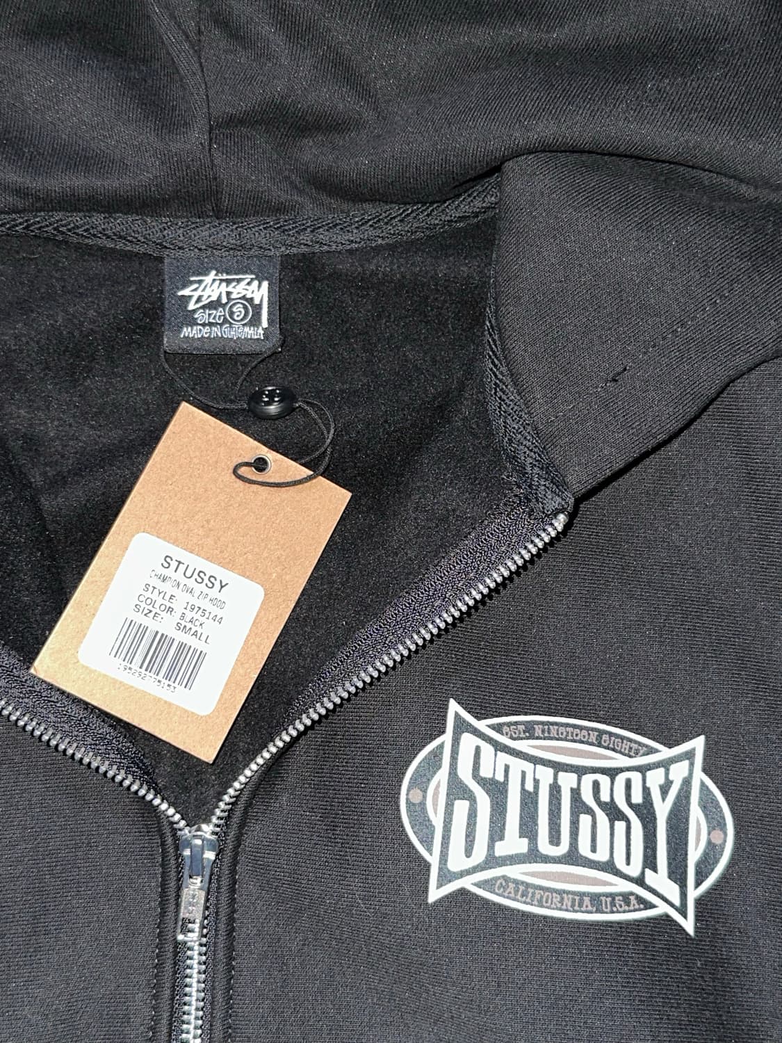 스투시 챔피온 오벌 집 후디 후드집업 블랙 상품이미지3