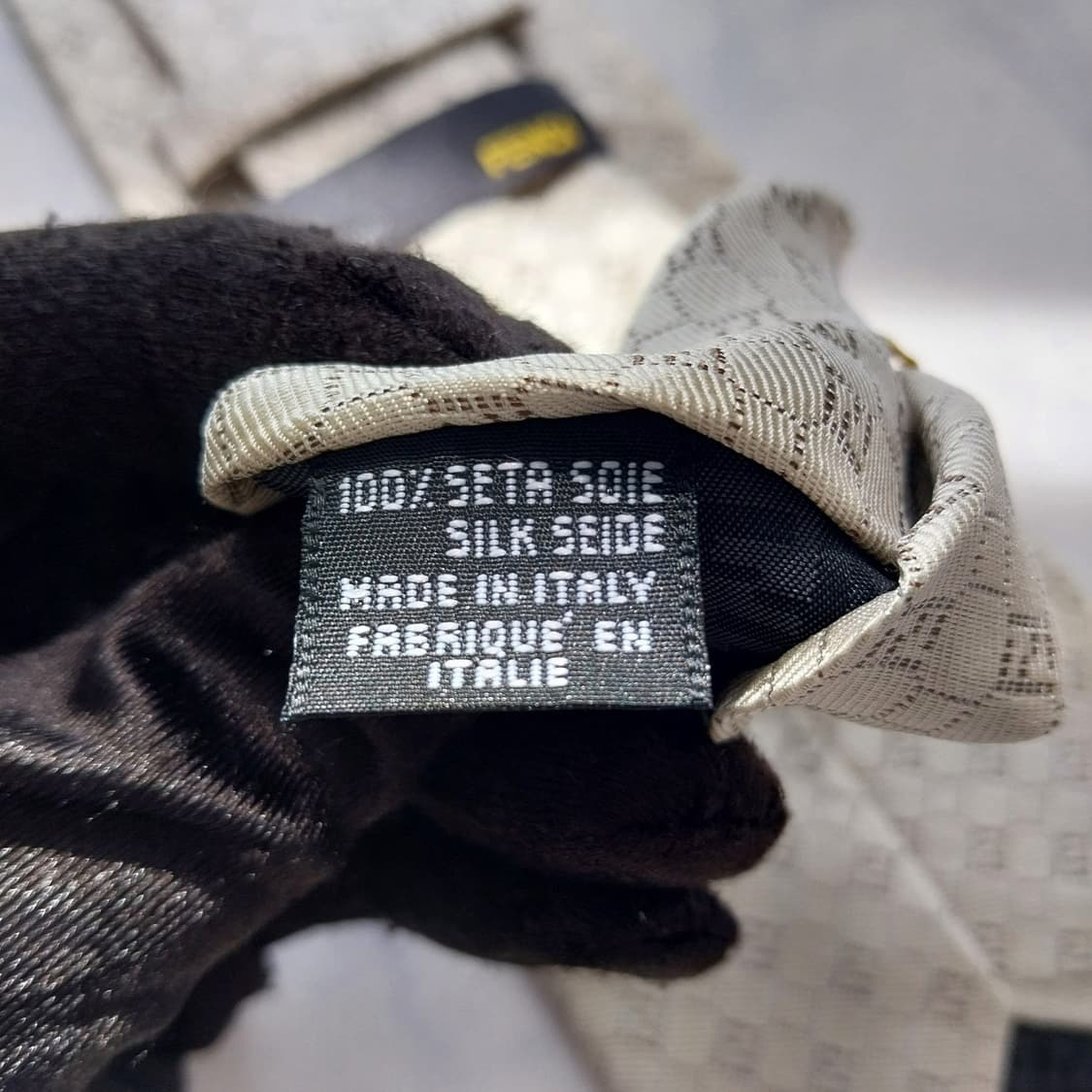 펜디 실크 아이보리 주카 패턴 넥타이 9.1cm A등급 K2347 상품이미지6