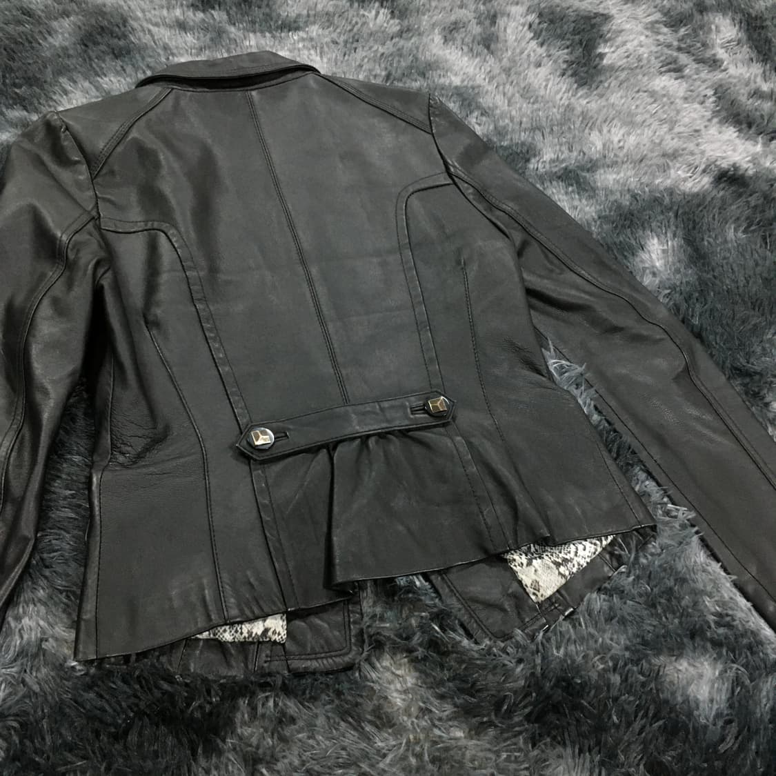 투티/0133 GGPX 양가죽 레더 호피 블랙 가죽자켓 y2k 상품이미지5