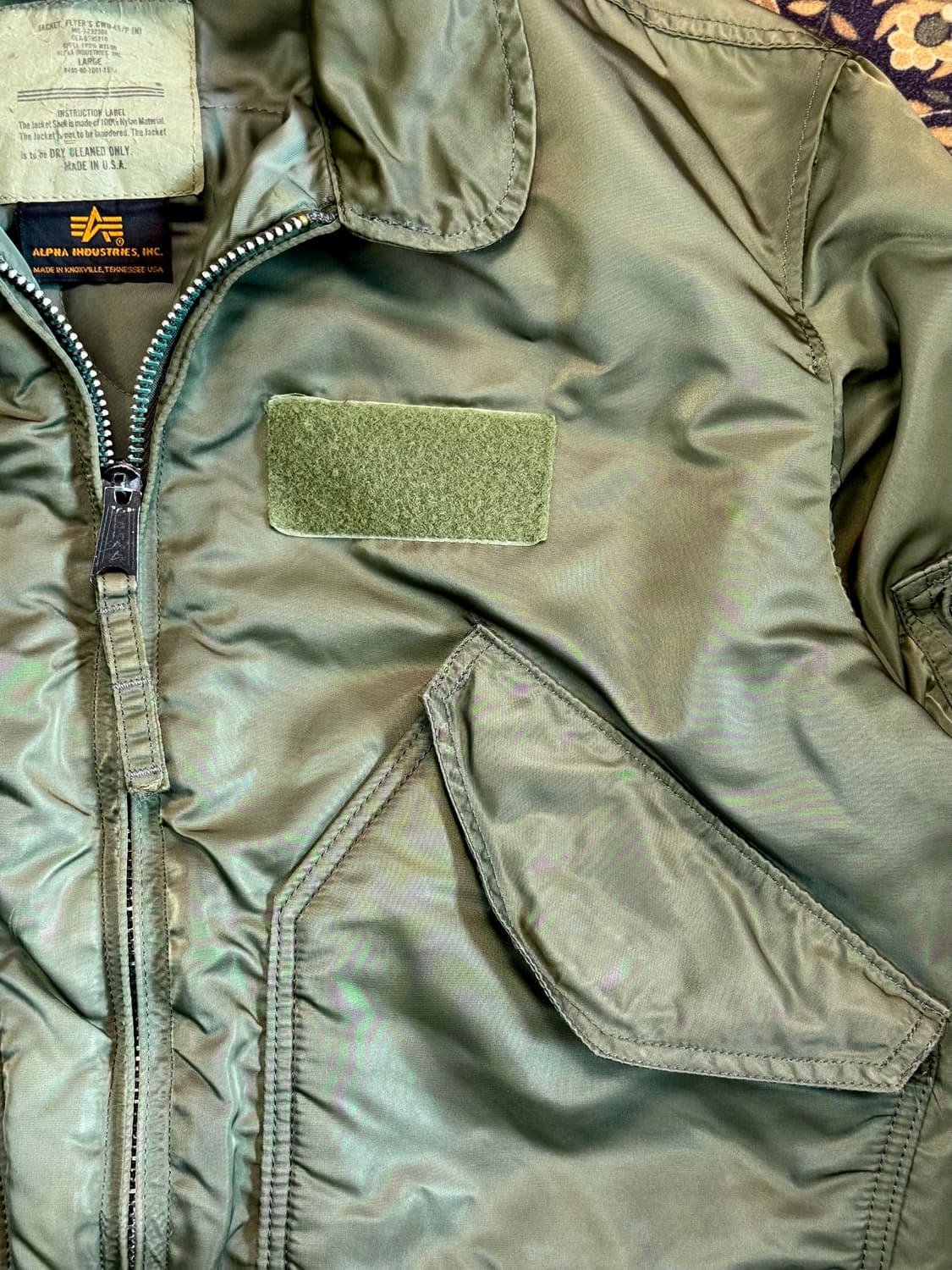 90s Made in USA 알파인더스트리 CWU-45 플라이트자켓 상품이미지5