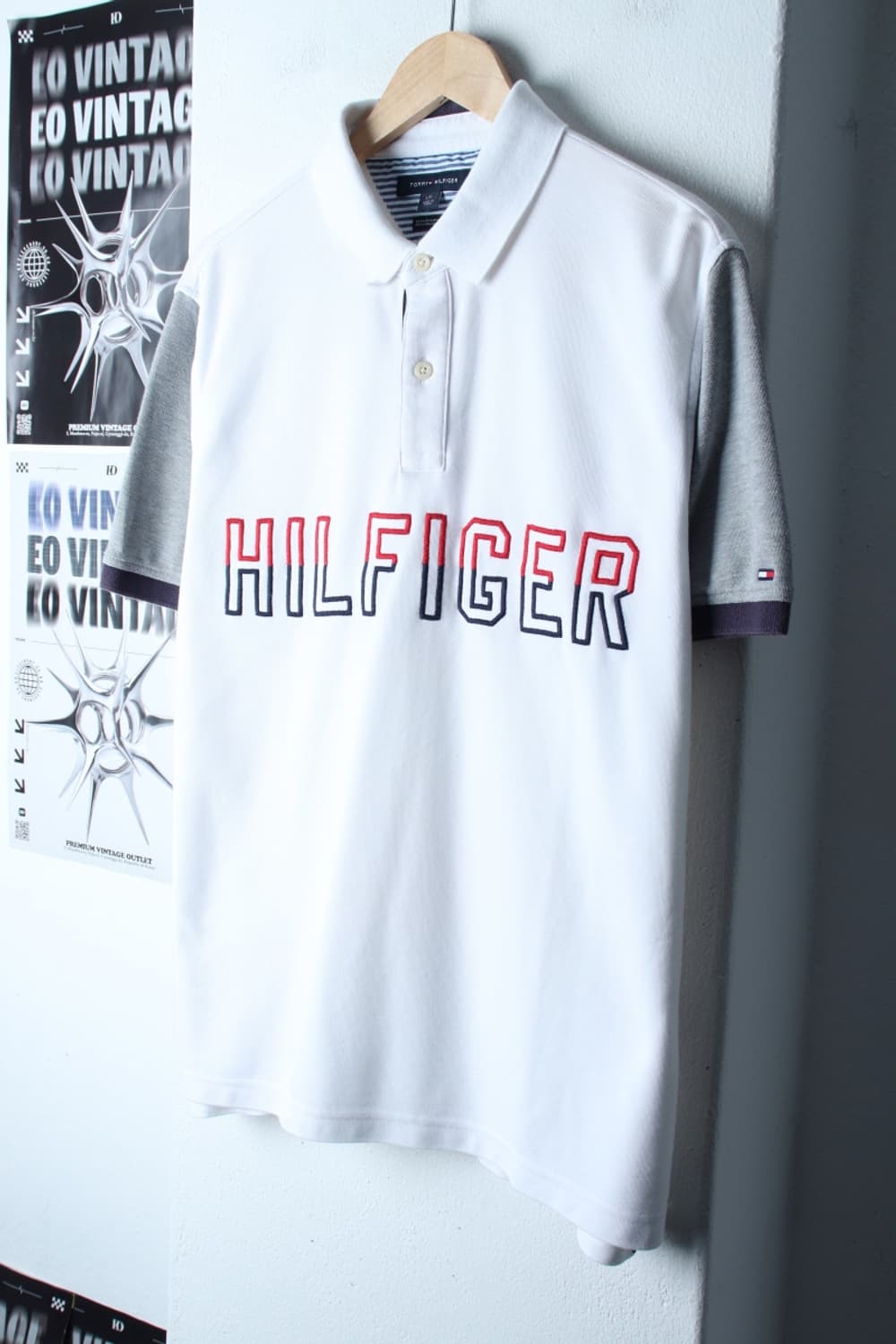 (L-XL) 타미힐피거 반팔 카라 티셔츠 부분에이징 빅로고-H30270 상품이미지1