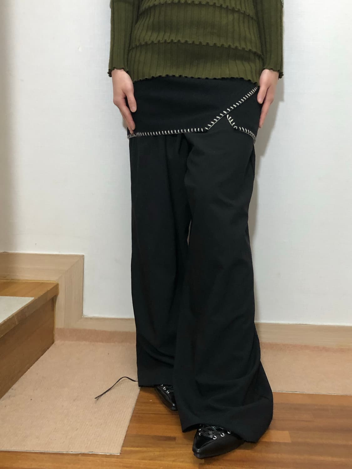 빈티지 블랙 스티치 스커트 상품이미지4