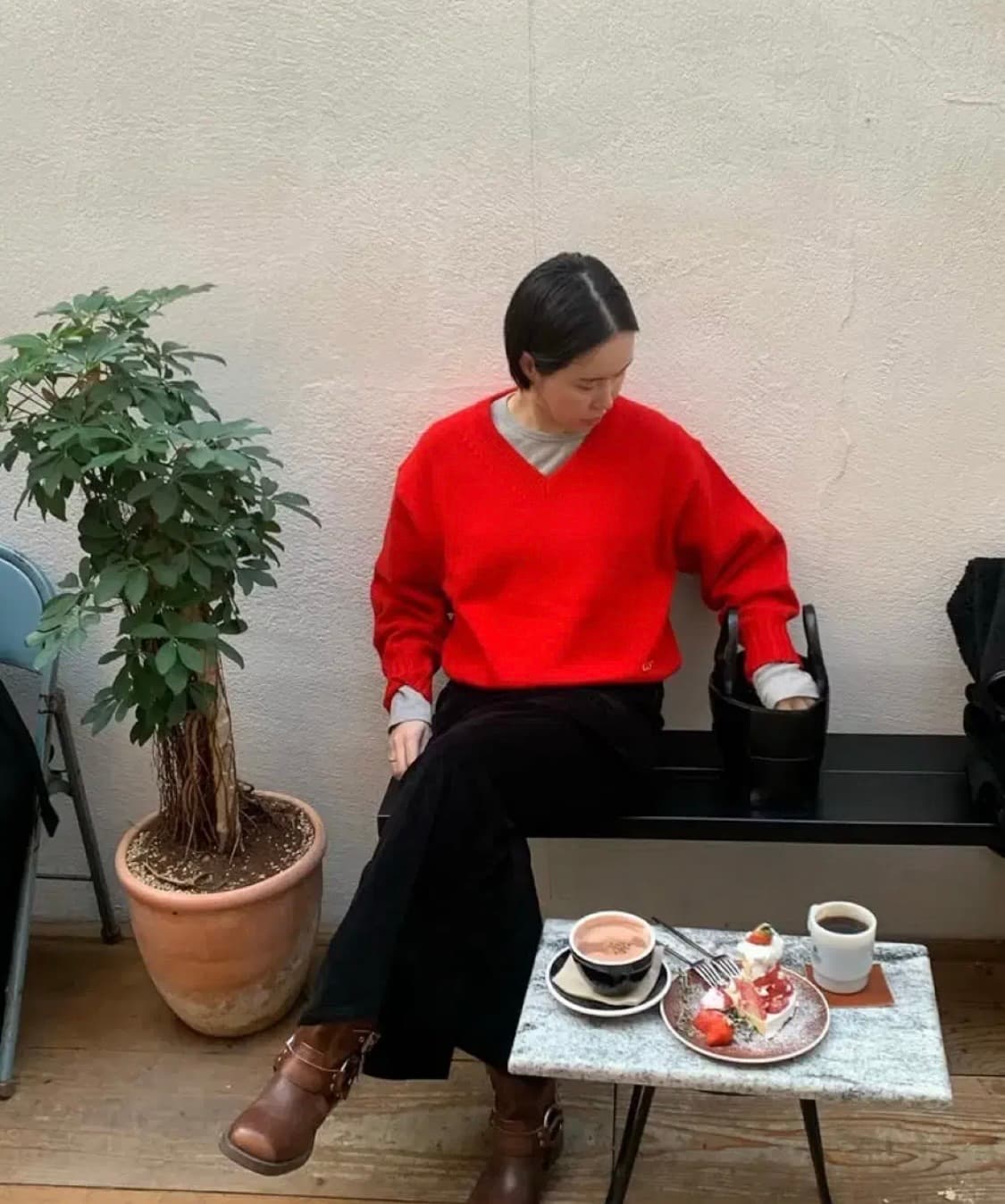 베이지보울 밴딩 벨벳 스커트 상품이미지4