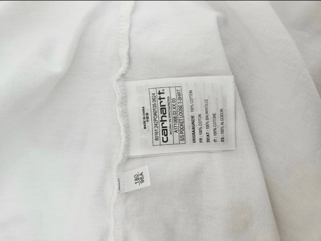 칼하트 WIP 오버핏 포켓 반팔티 L 화이트 상품이미지4