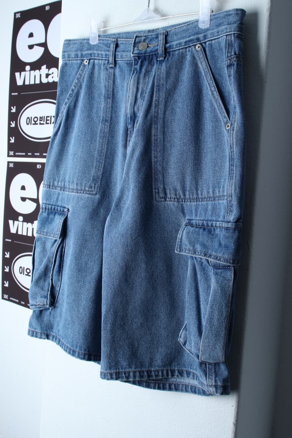 (L-XL) 꼼파뇨 반바지 팬츠 버뮤다 카고 연청 아메카지-P9936 상품이미지1