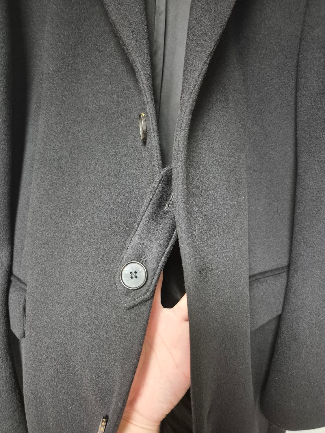 (105/L)토니웩 로우 캐시미어 싱글 코트 블랙 상품이미지4