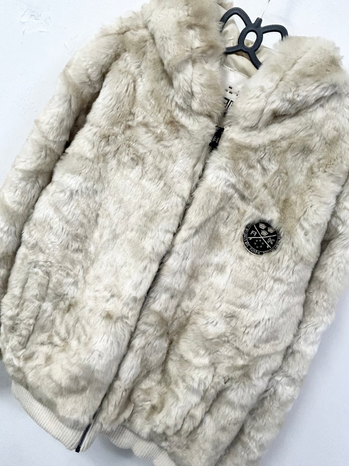 [RUSS-K] 갸루 베이지 퍼 후드집업 상품이미지6