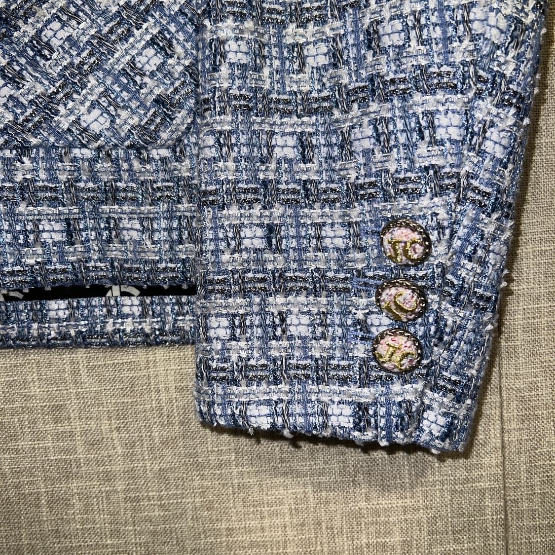 쥬시꾸뛰르 트위드 자켓 66 M 블루 상품이미지4