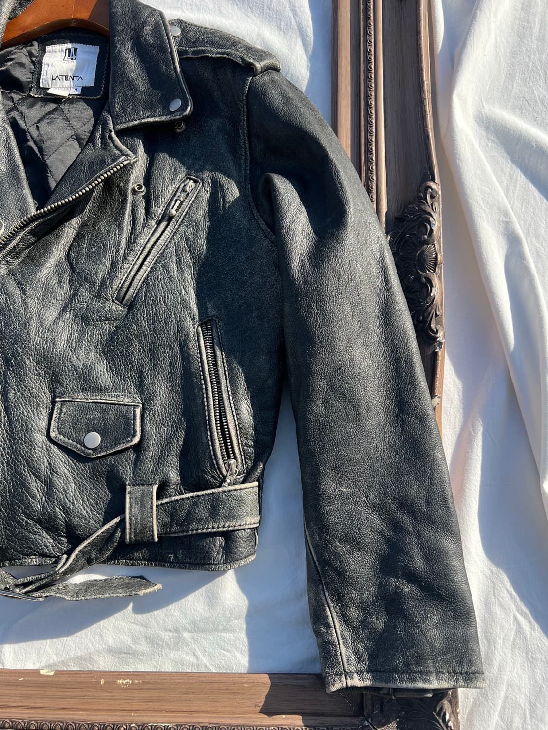 빈티지 블랙 레더 라이더 자켓 상품이미지6