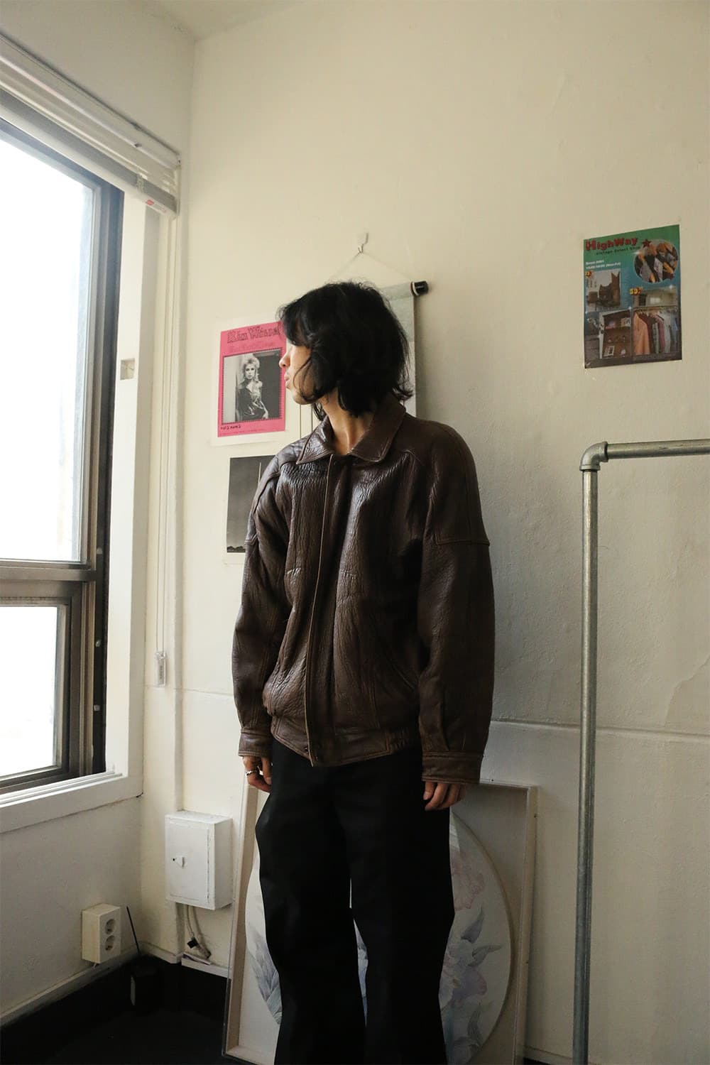 90s 브라운 레더 자켓 상품이미지2