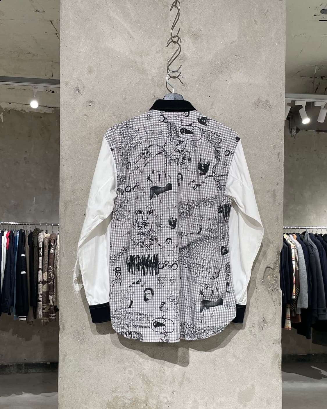 꼼데가르송 셔츠 16S/S 화이트 체크 아트 두들 셔츠 상품이미지6