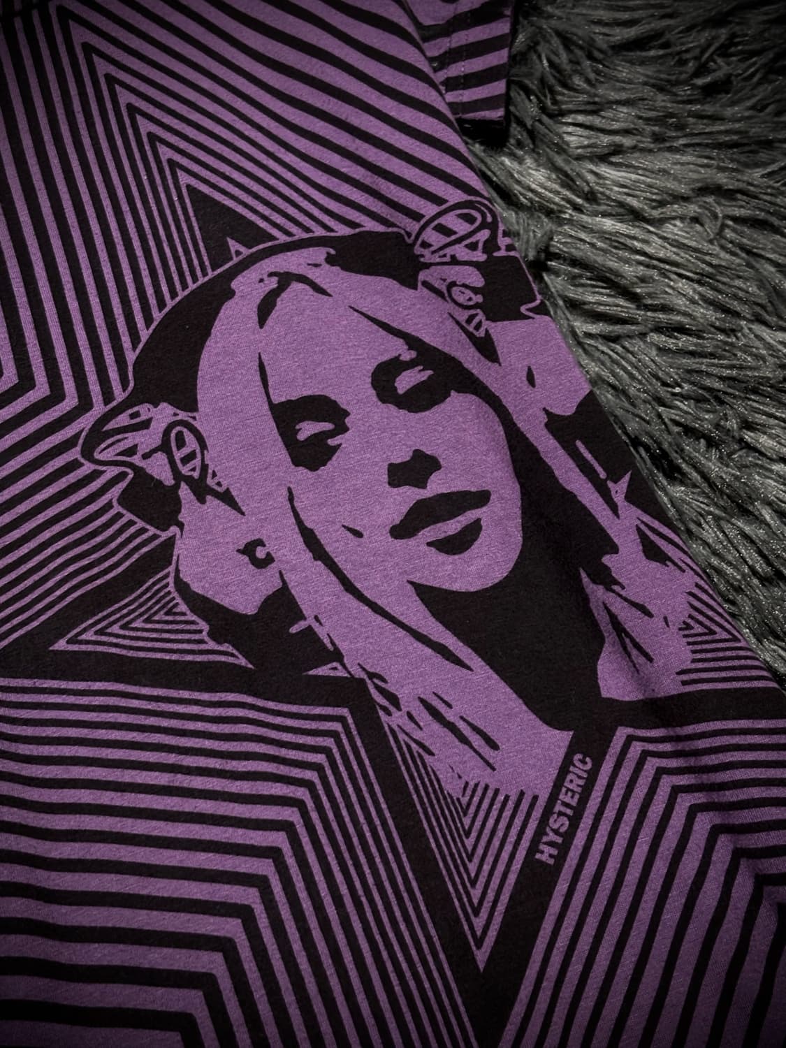 Hysteric Glamour 걸프린팅 스타 스트라이프 퍼플 반팔 티셔츠 상품이미지6