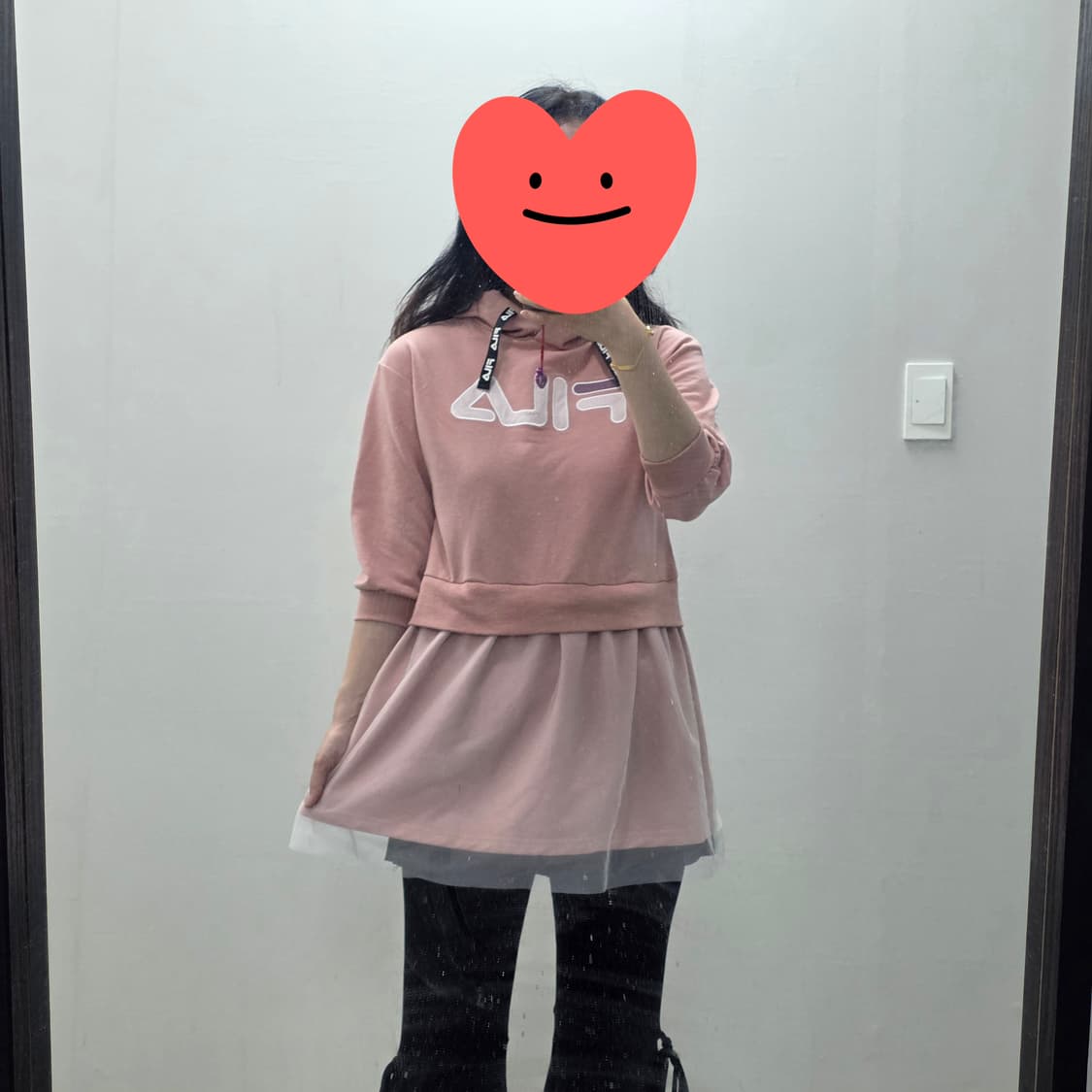 일본판 휠라 여아 아동120 핑크 딸기우유 레이스 후드 원피스 상품이미지5