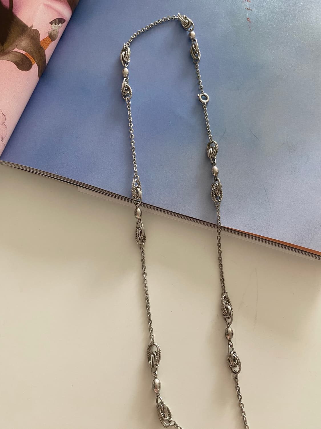 빈티지 롱 실버톤 체인 목걸이 상품이미지3