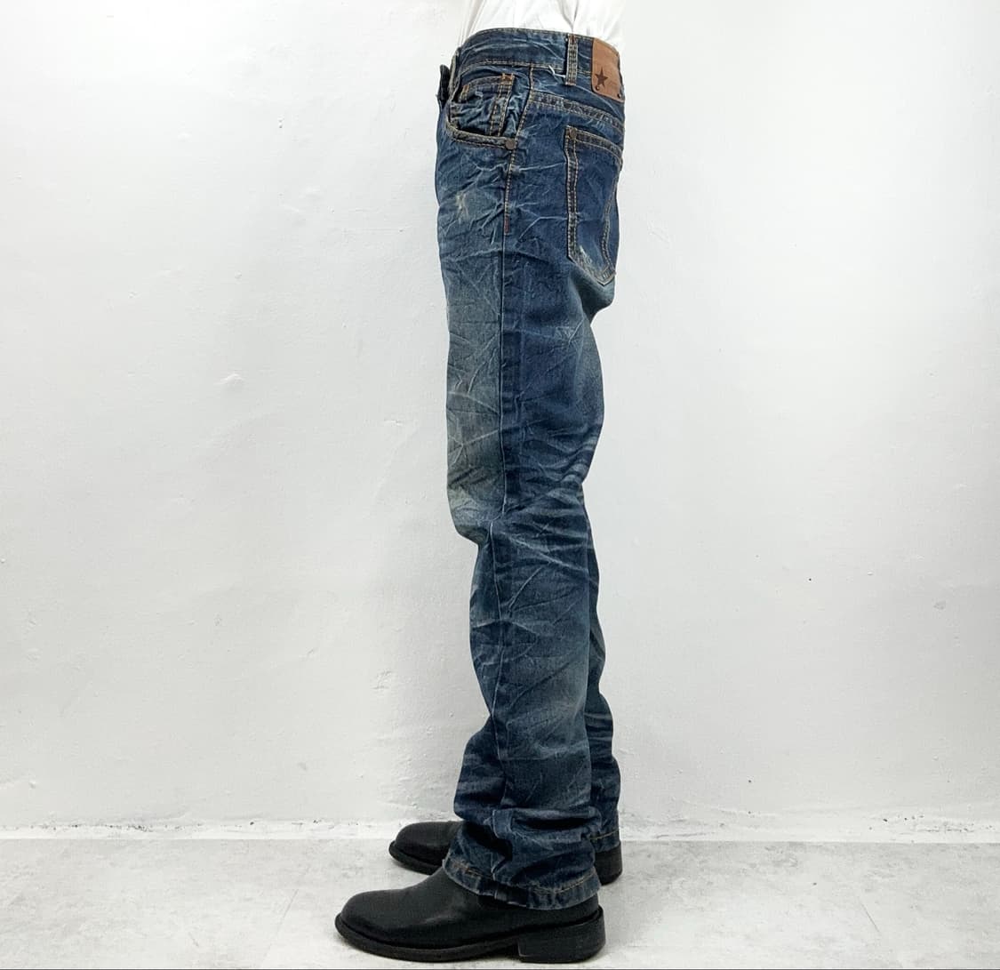 Whisker Wash Straight Denim Jeans  상품이미지2