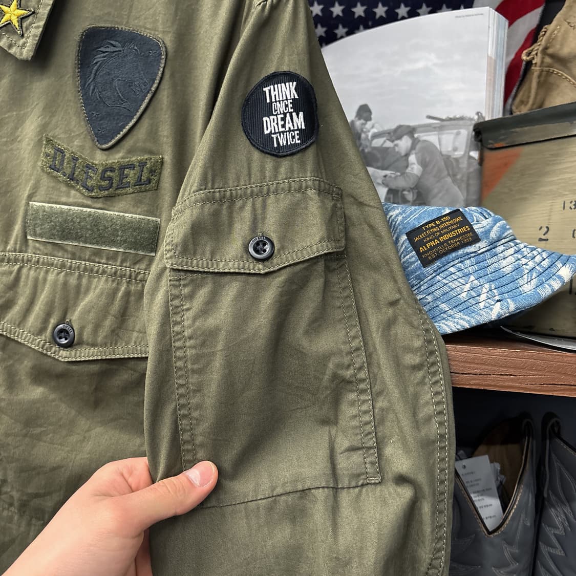 디젤 밀리터리 모티브 슈페리어 프로텍션 정글 퍼티그 셔츠 N1087 상품이미지7