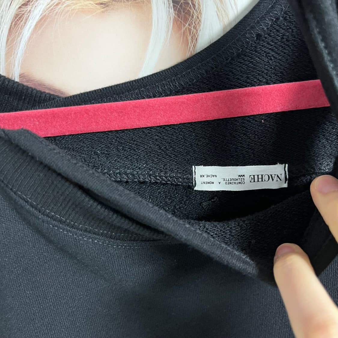 NACHE 나체 슬릿 레이어드 맨투맨 블랙 상품이미지7