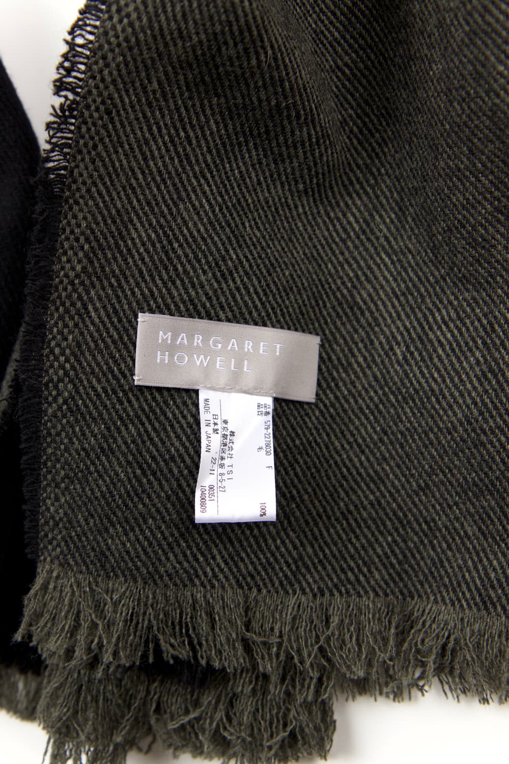 (새상품)Magaret howell 울 머플러 블랙/올리브 상품이미지3