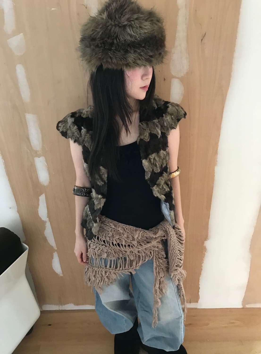 vintage half fur jacket 상품이미지2
