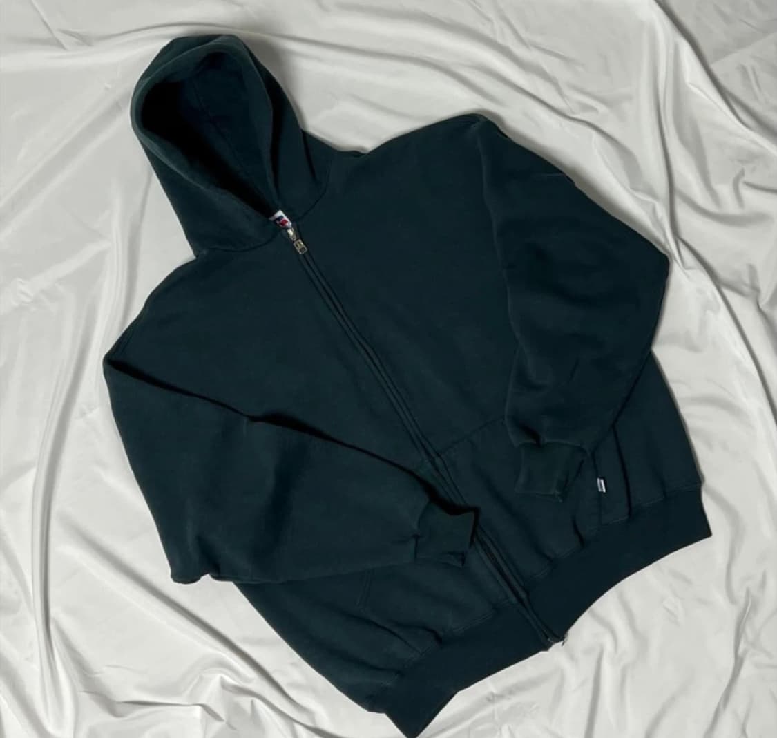 90s 러셀 후드집업 xl 페이디드 그린 상품이미지2