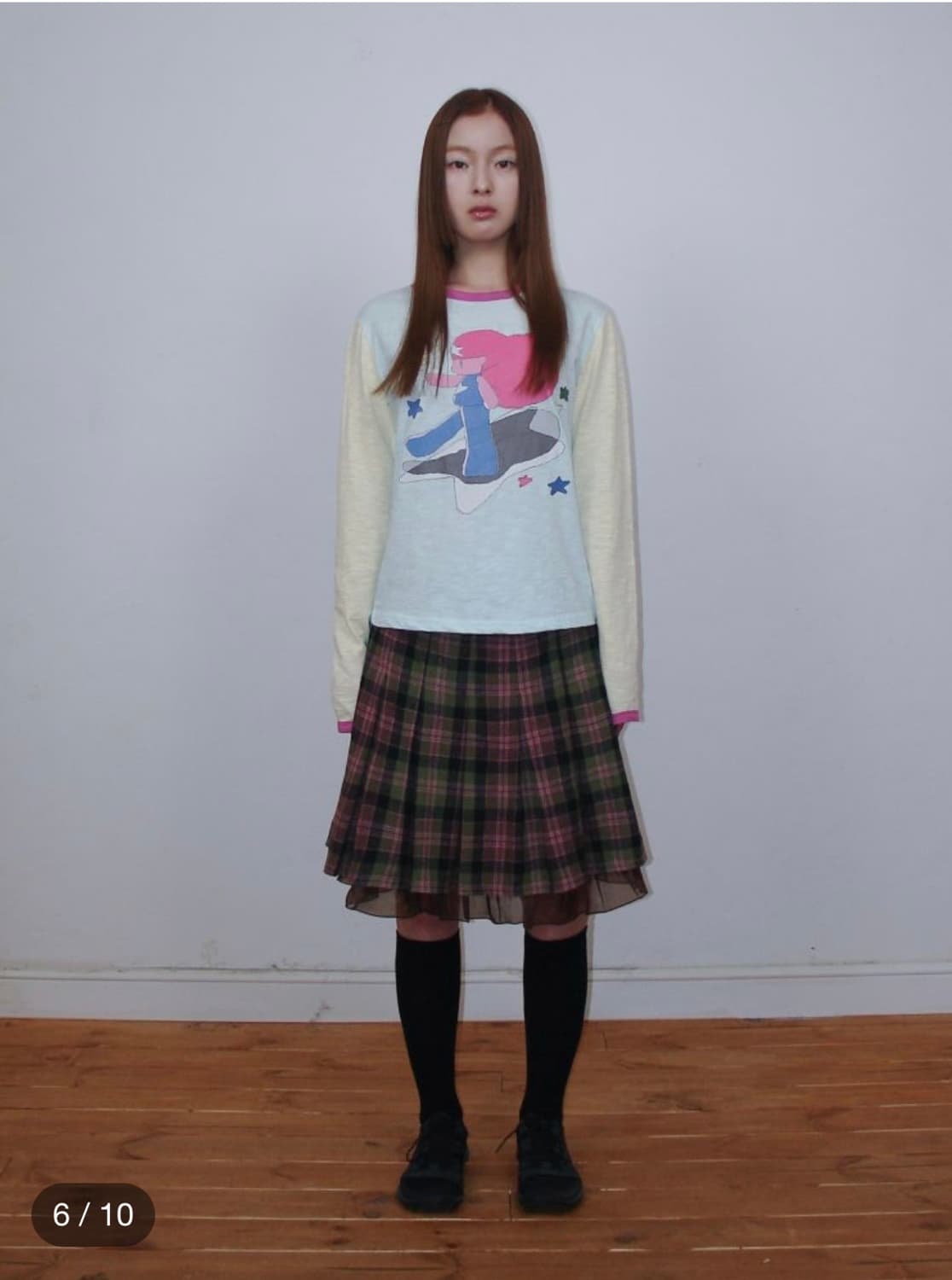 알로이 플리츠 스커트 체크 상품이미지2