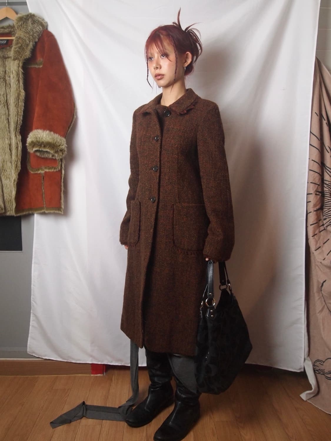 DKNY 프린지 트위드 코트 상품이미지2