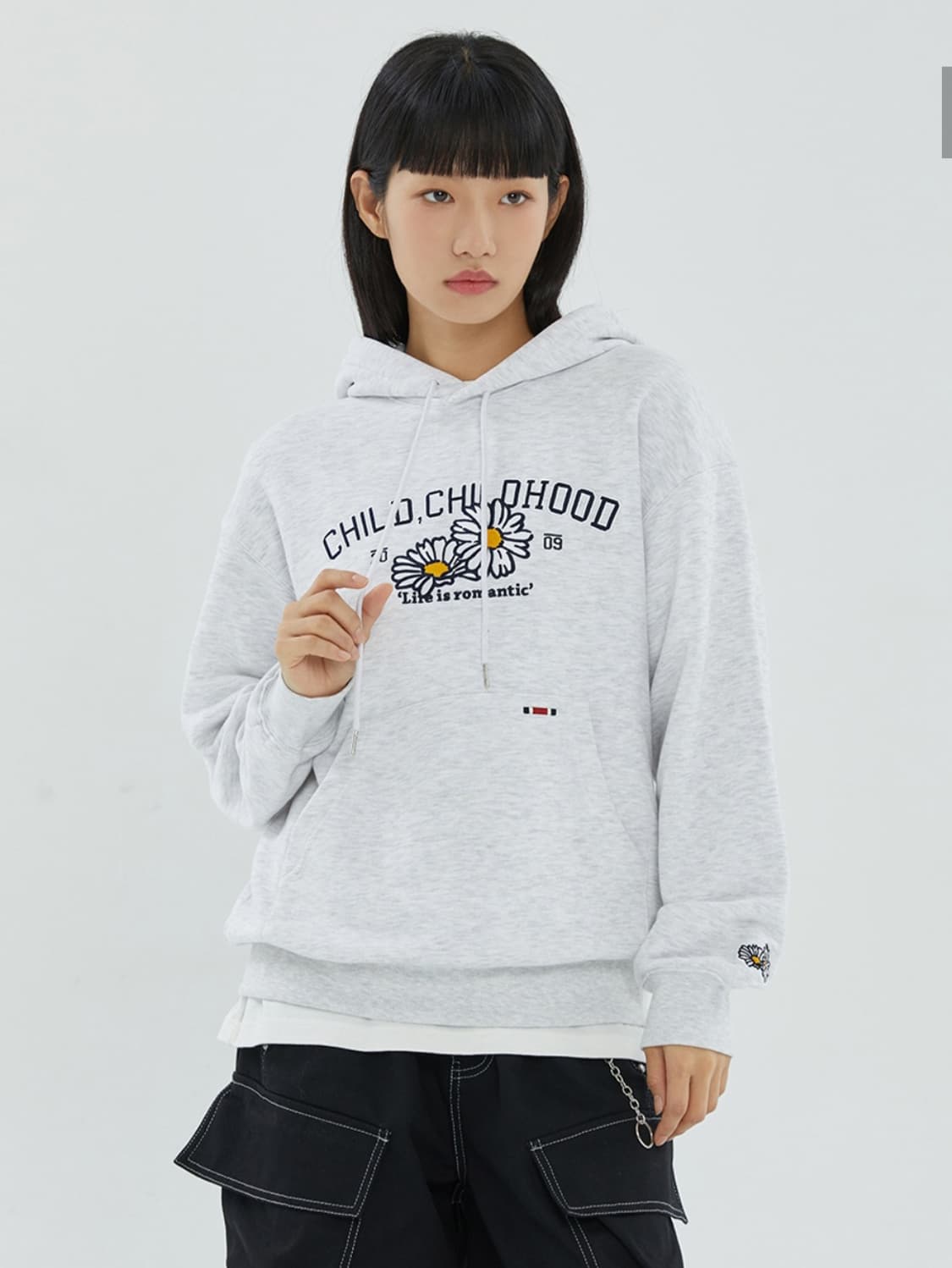 새상품) 로맨틱크라운 샤스타 데이지 후드티 라이트그레이 상품이미지1