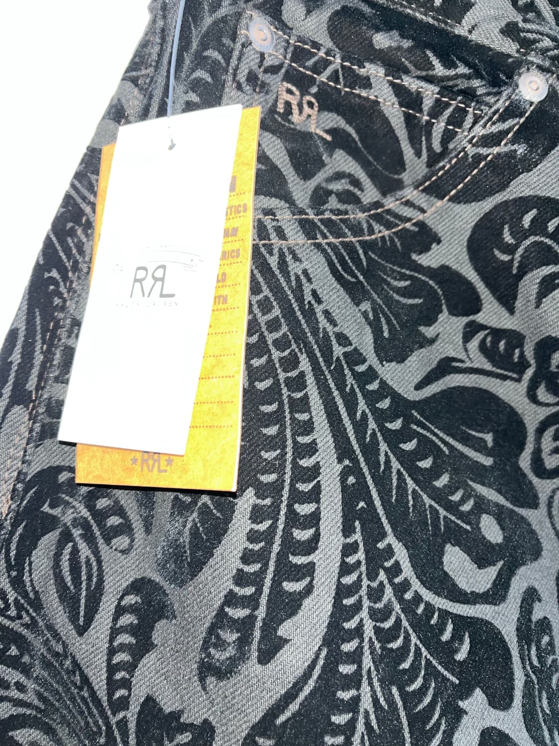 더블알엘 RRL 하이 슬림 블랙 피치드 진 12온스 데님 블랙 플로럴 상품이미지5