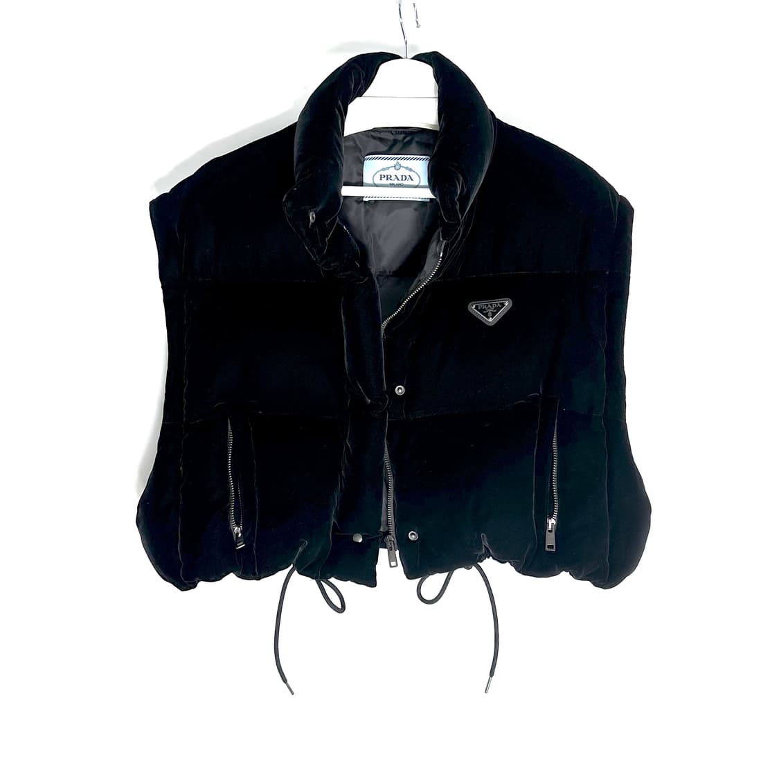 [38/S+급] 프라다 컨버터블 크롭 벨벳 다운 패딩 자켓 상품이미지8