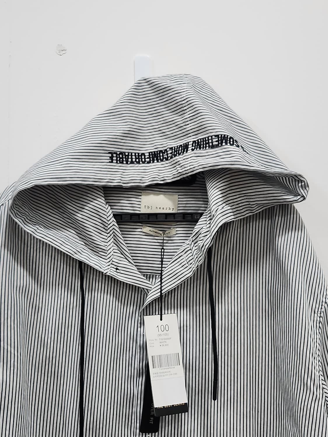 [100] 새상품 TBJ nearby 스트라이프 후드 셔츠 오버핏 상품이미지3
