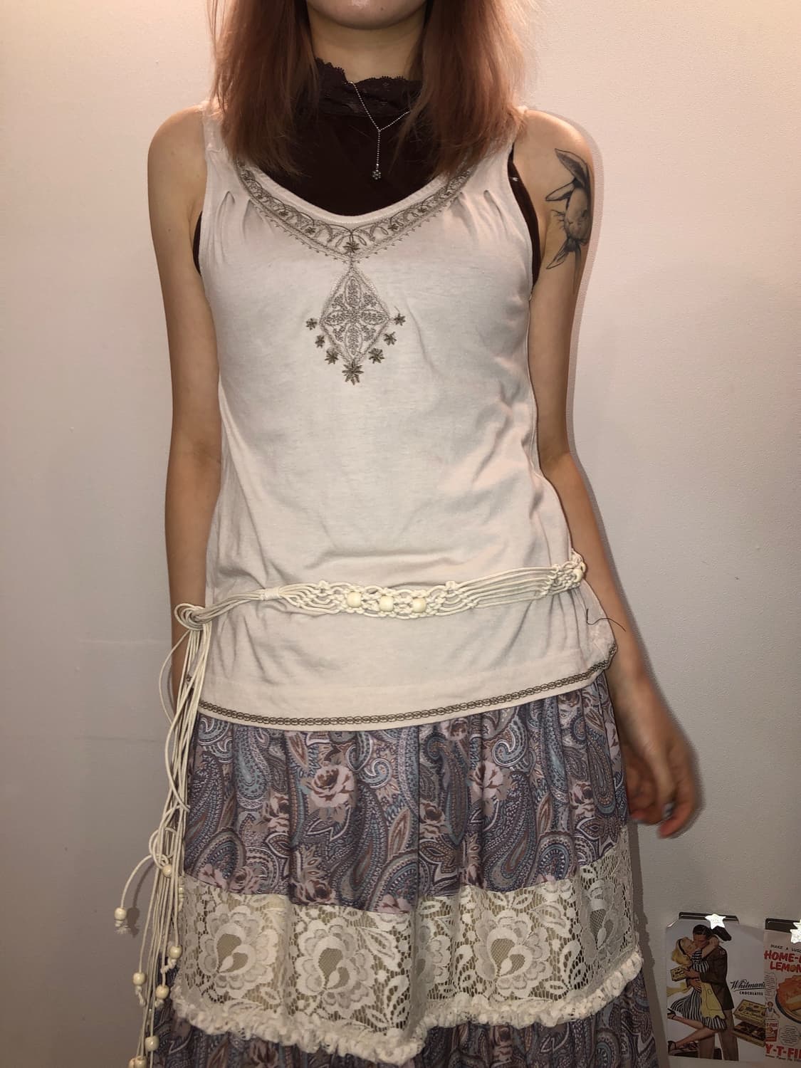 jpn vintage 보헤미안 베이지 슬리브리스 상품이미지2