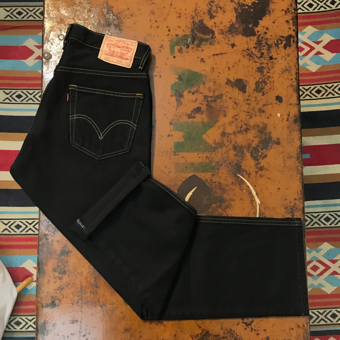 리바이스 505 블랙 스티치 데님 팬츠 허리 30 31 사이즈 상품이미지2