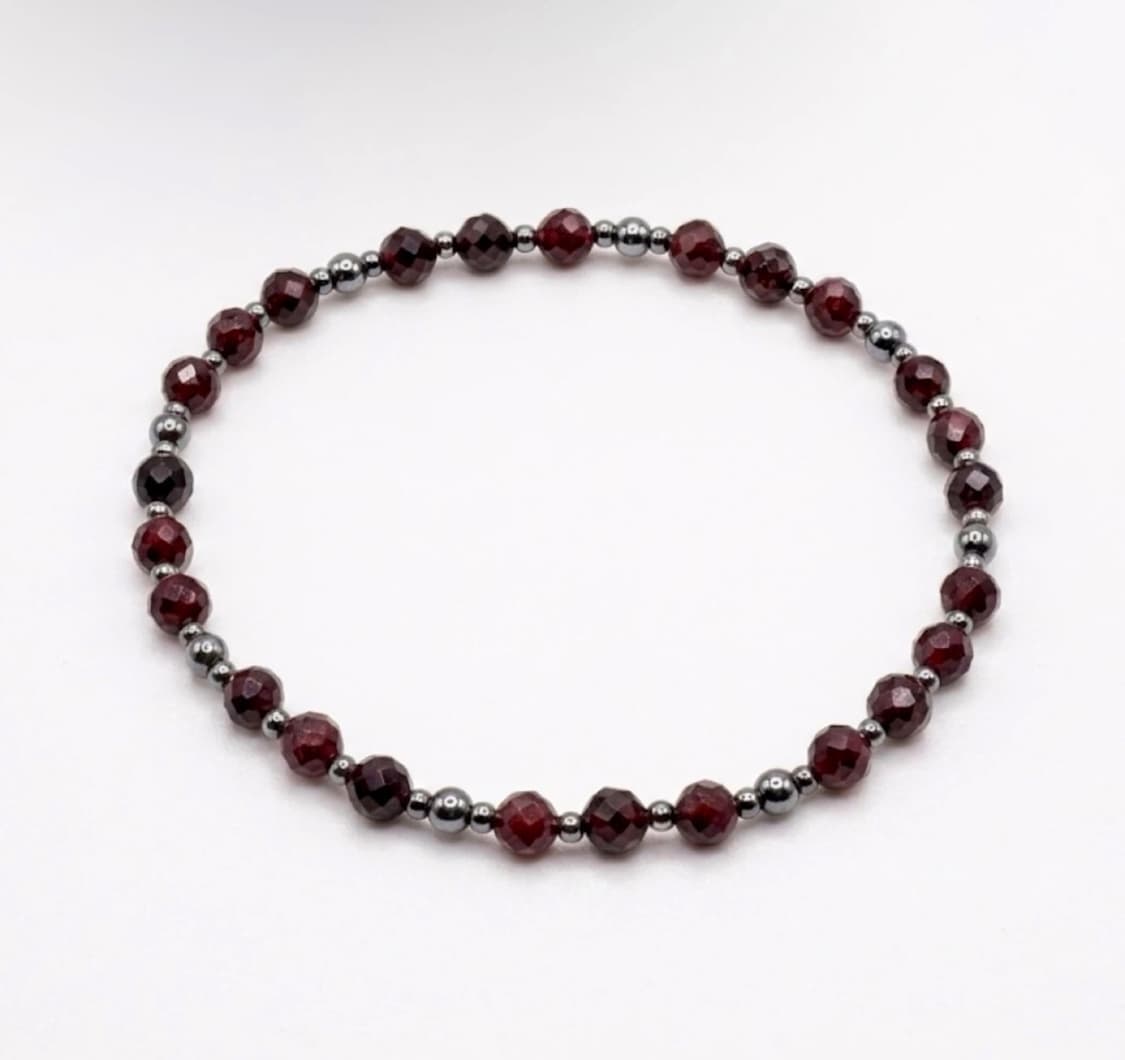 (맞춤) 천연석 커팅 가넷 매듭형 원석팔찌 상품이미지1