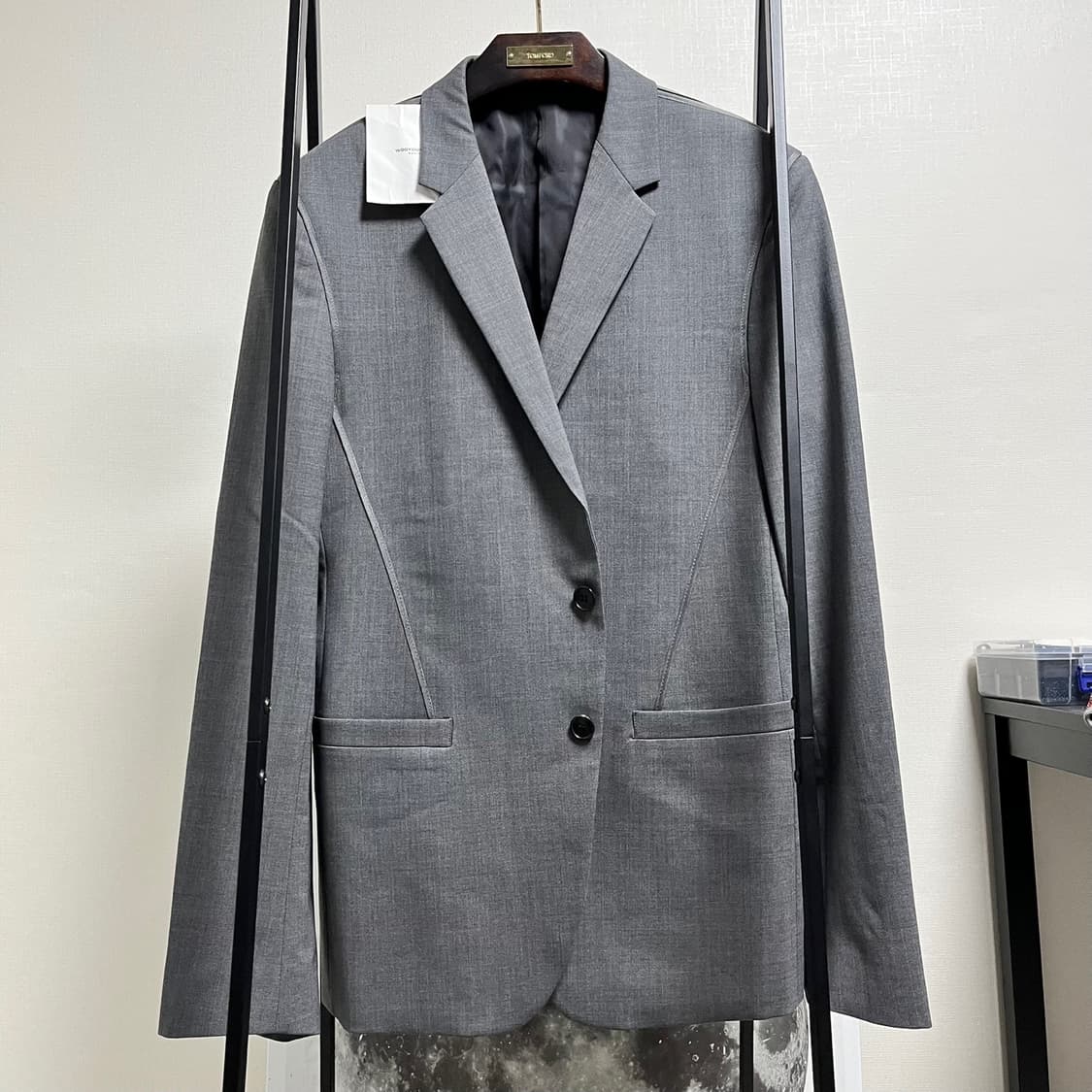 정품 50) 우영미 파이핑 디테일 챠콜 블레이져 자켓 105 상품이미지1