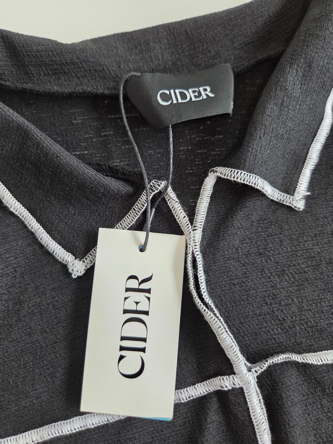 CIDER 스티치크롭셔츠 블랙 S 상품이미지4