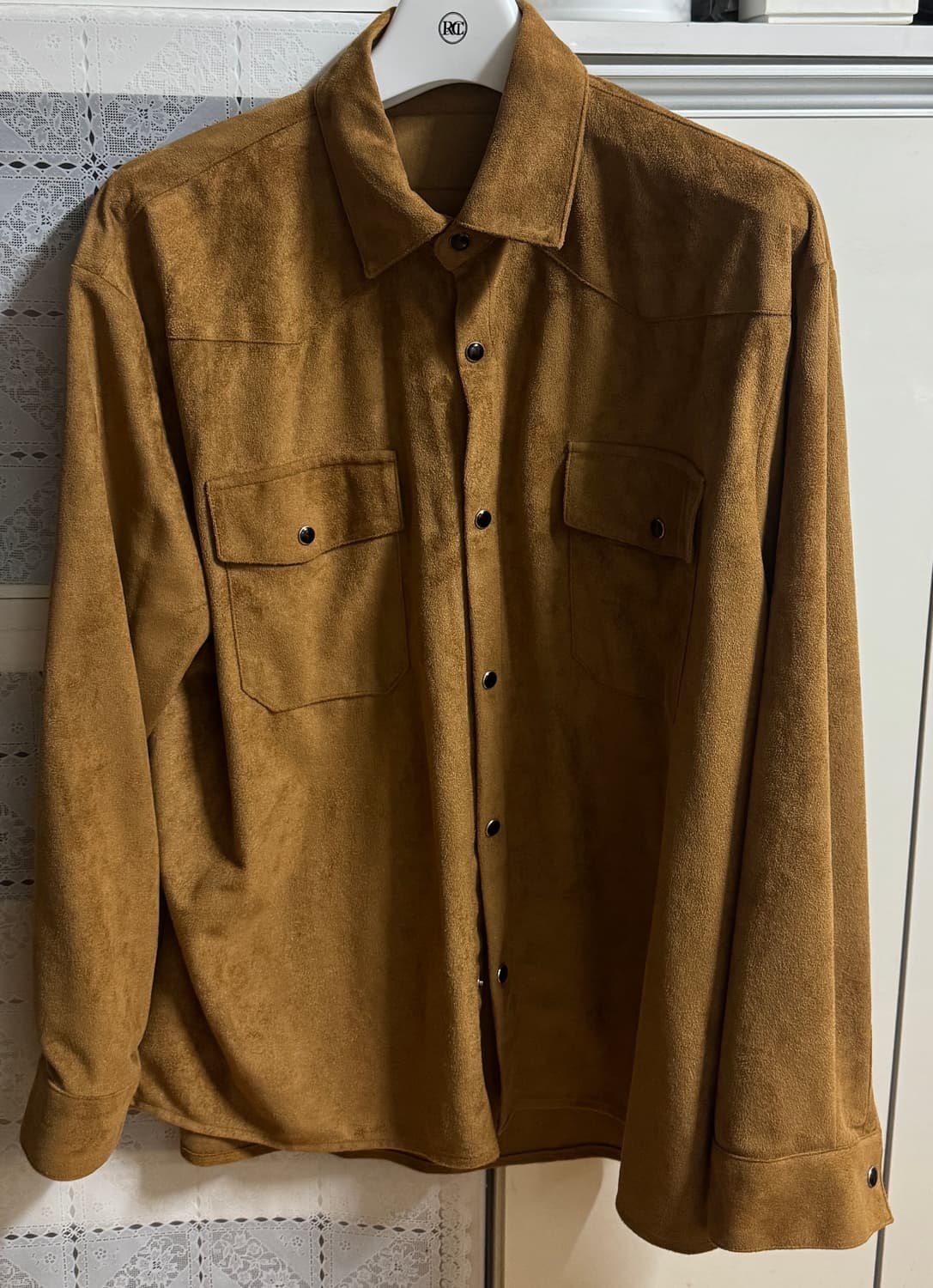 슬로우레코드하우스 스웨이드 셔츠 카멜 L사이즈 상품이미지2
