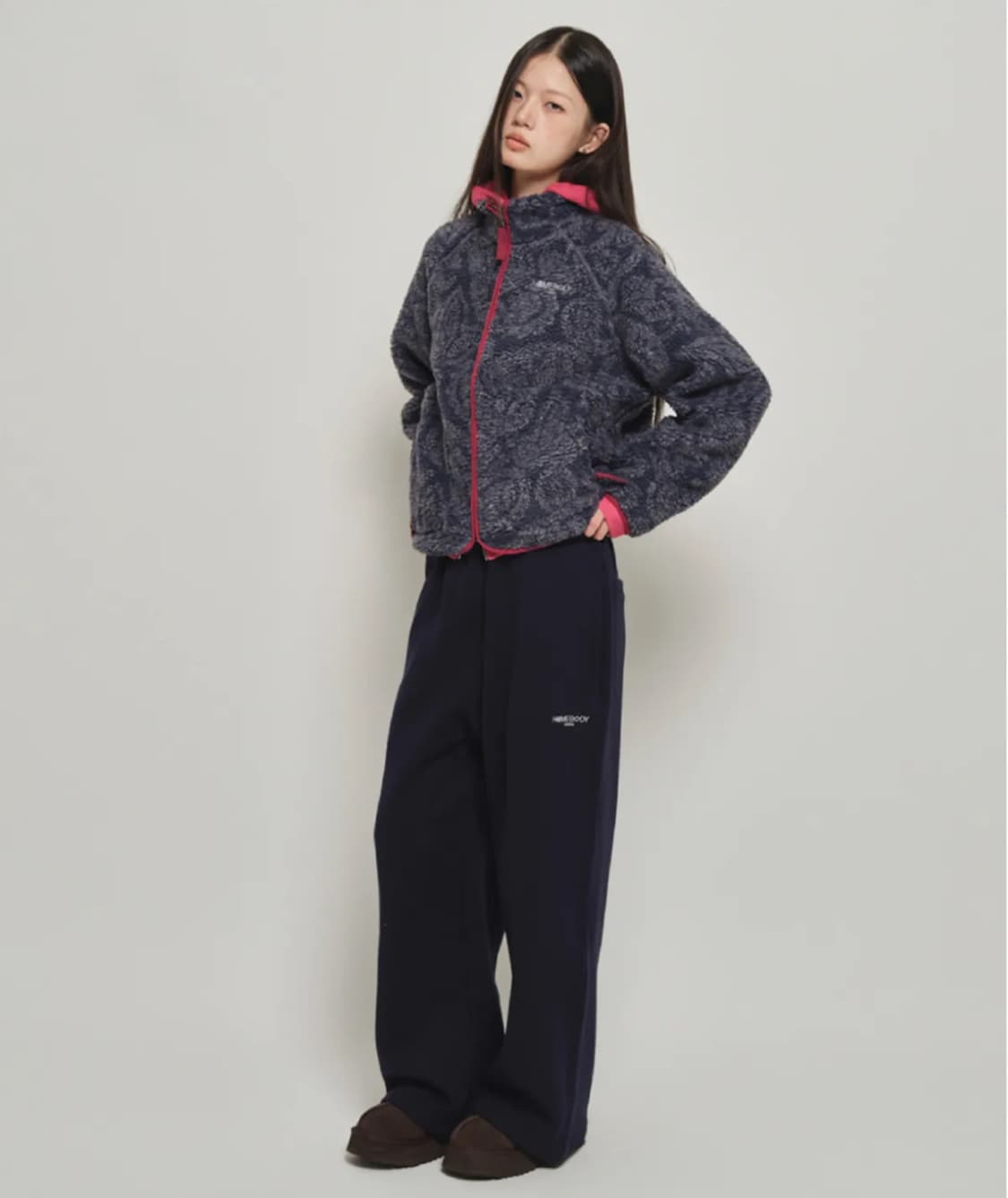 홈바디띵즈 홈바디 플리스 패턴 자켓 네이비 상품이미지3