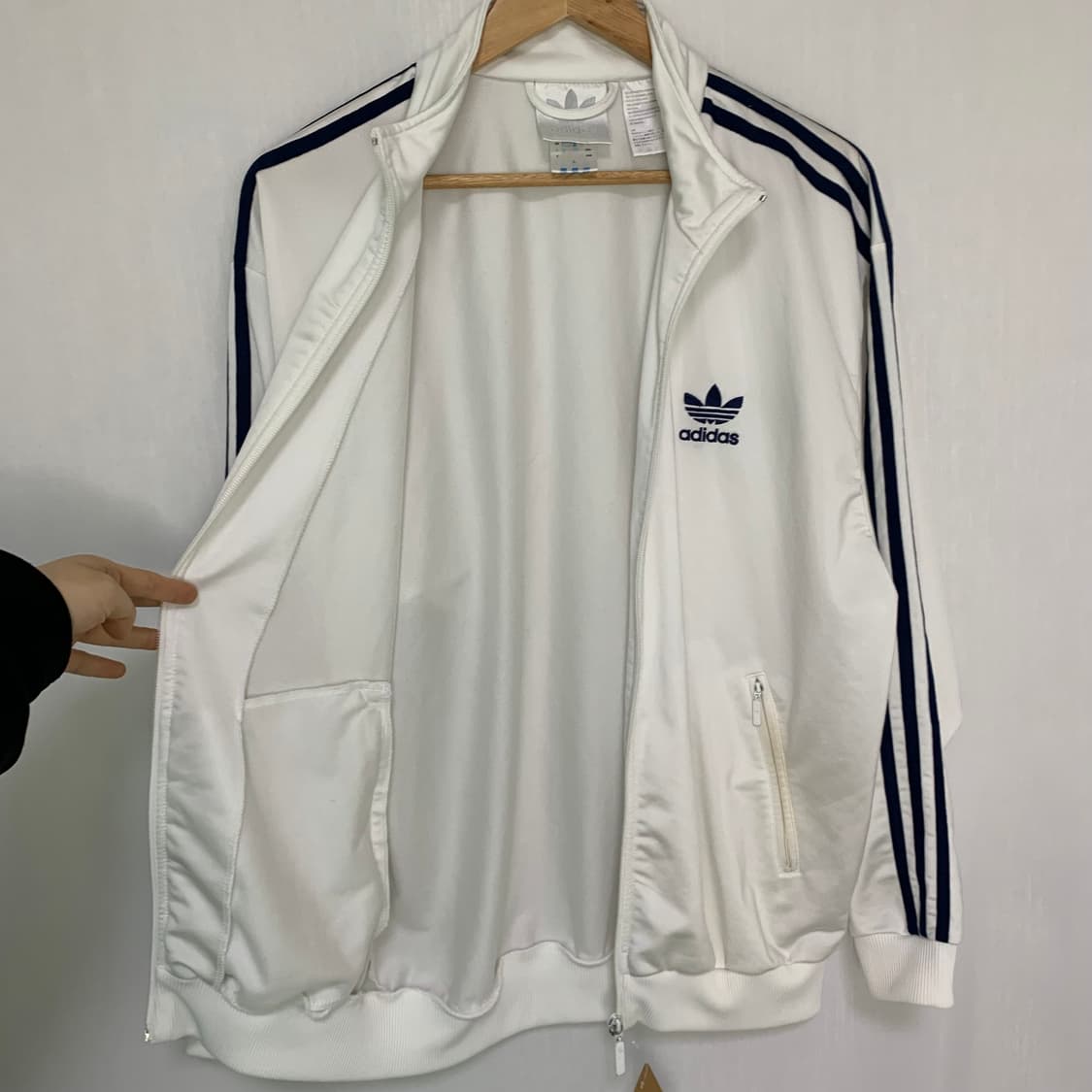 아디다스 파이어버드 져지 빈티지 삼선 트랙 자켓 화이트/네이비 L 상품이미지7
