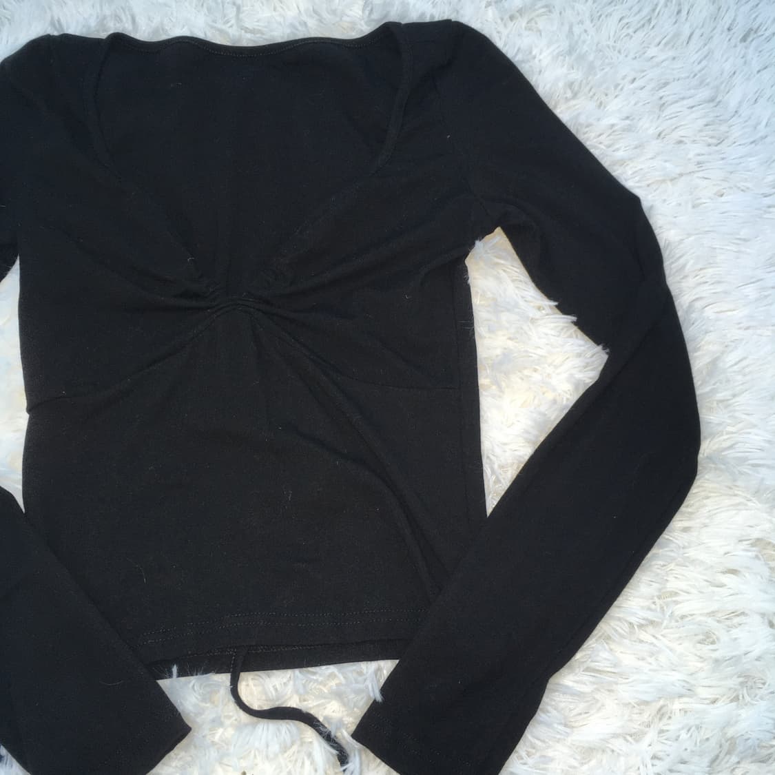 빈티지 블랙 셔링 브이넥 티셔츠 767 y2k 스트릿 갸루 펑키 일본빈티 상품이미지3