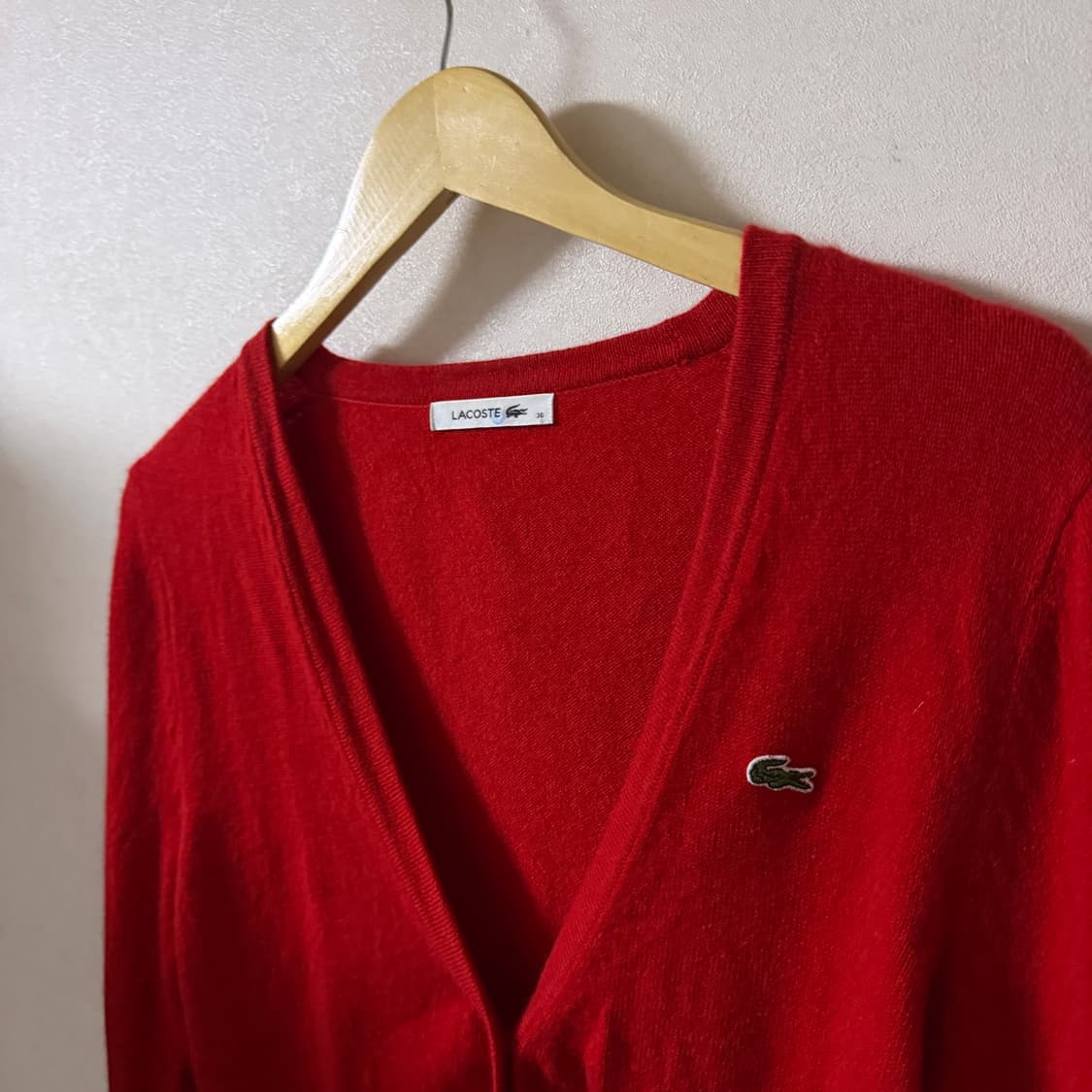 라코스테 여성 레드 캐시미어 가디건 36 (55정도) 상품이미지2