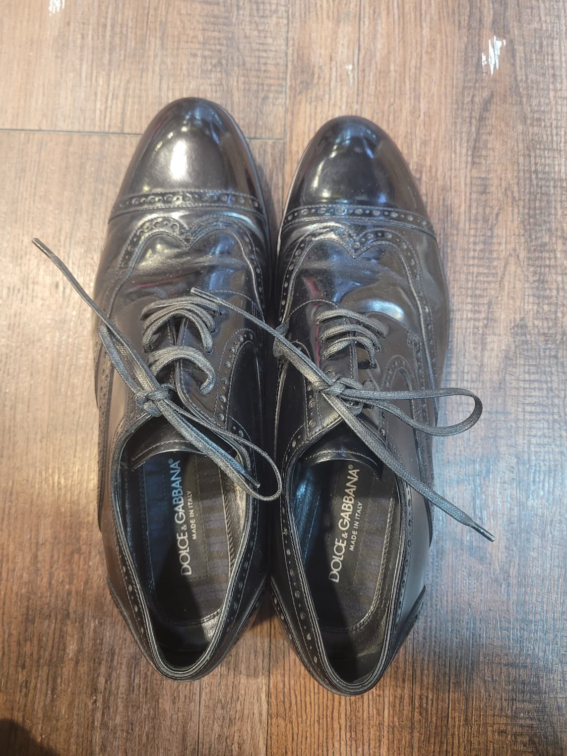 돌체앤가바나 블랙 레더 남성용 윙팁 구두 6.5 상품이미지2