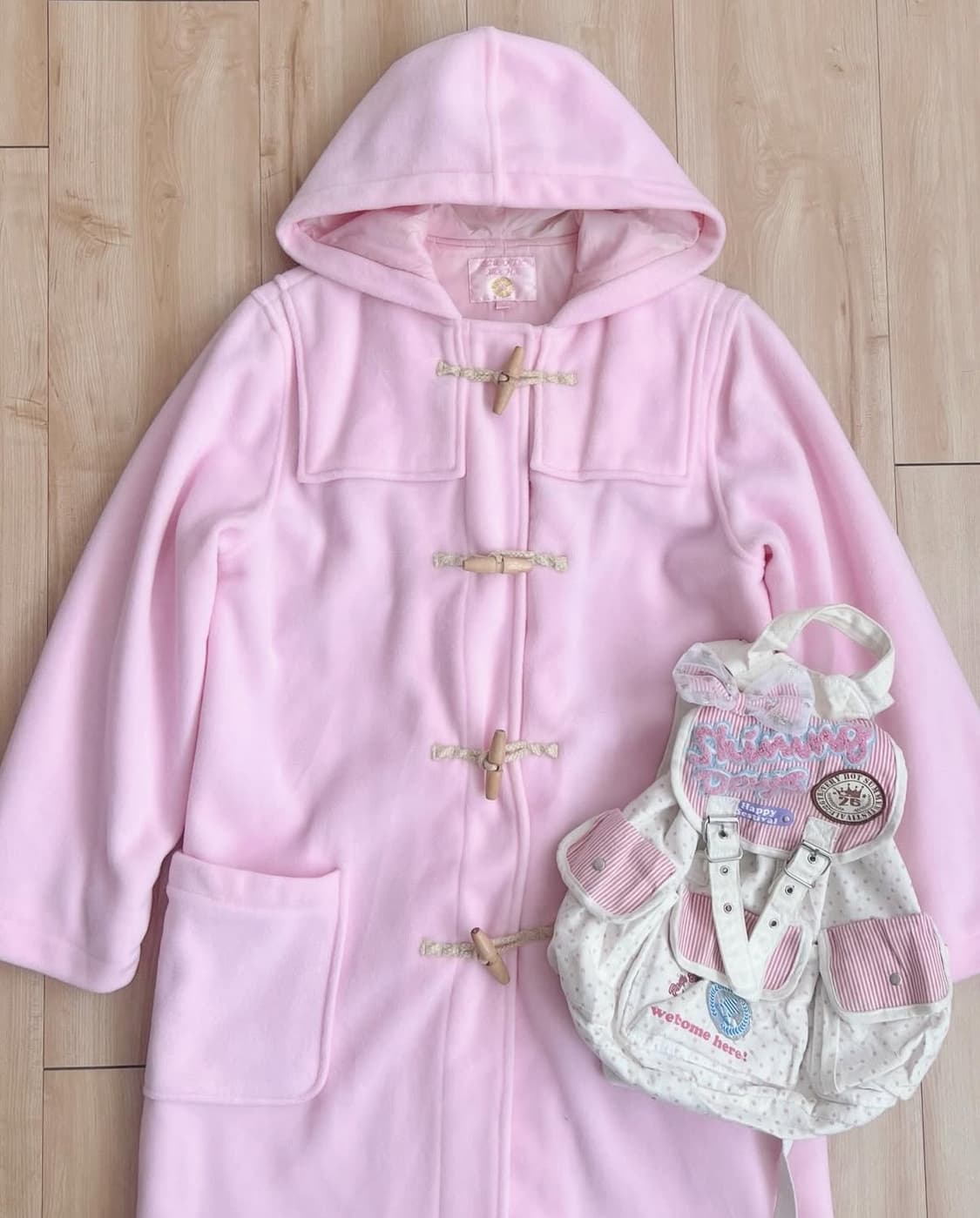 모리노가토 빈티지 핑크 떡볶이 코트 상품이미지1