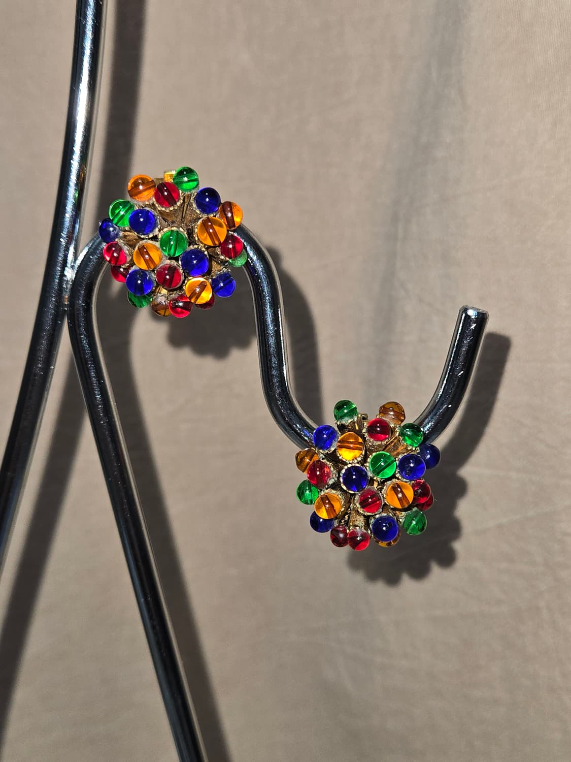 유럽 빈티지 컬러 글라스 비즈 클립 귀찌 상품이미지2