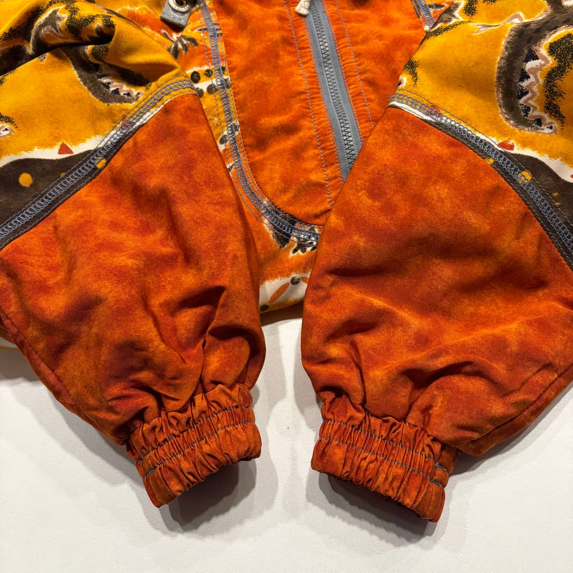 [M] ELBE 엘페 오렌지색 빈티지 패턴 후드 집업 자켓 C353 상품이미지6